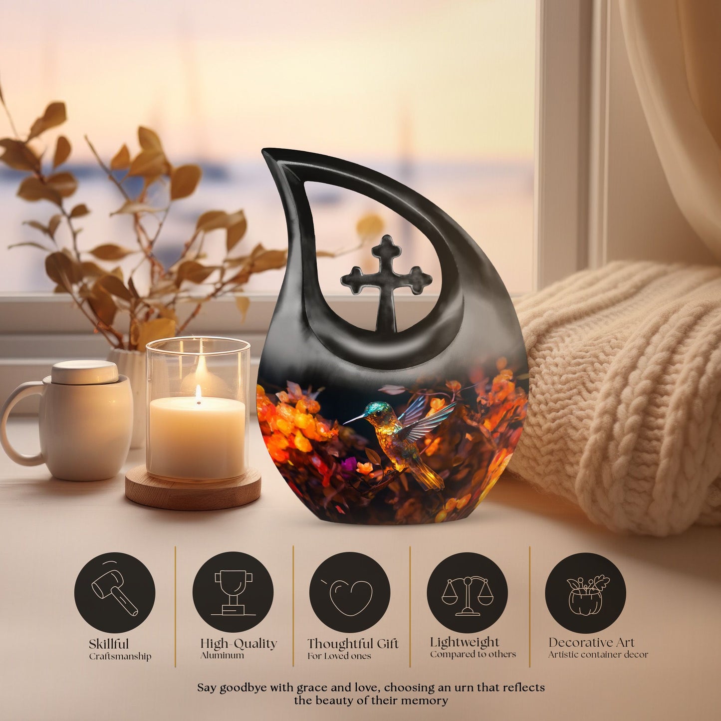 10 Inch Aluminium Humming Bird Urn 