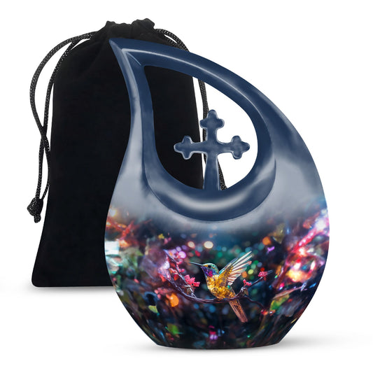 10-inch wooden hummingbird urn 