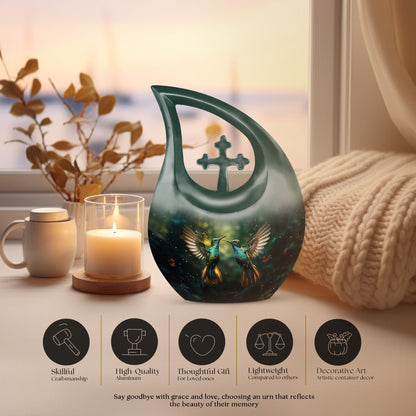 10 Inch Blue Humming Bird Memorial Urn 