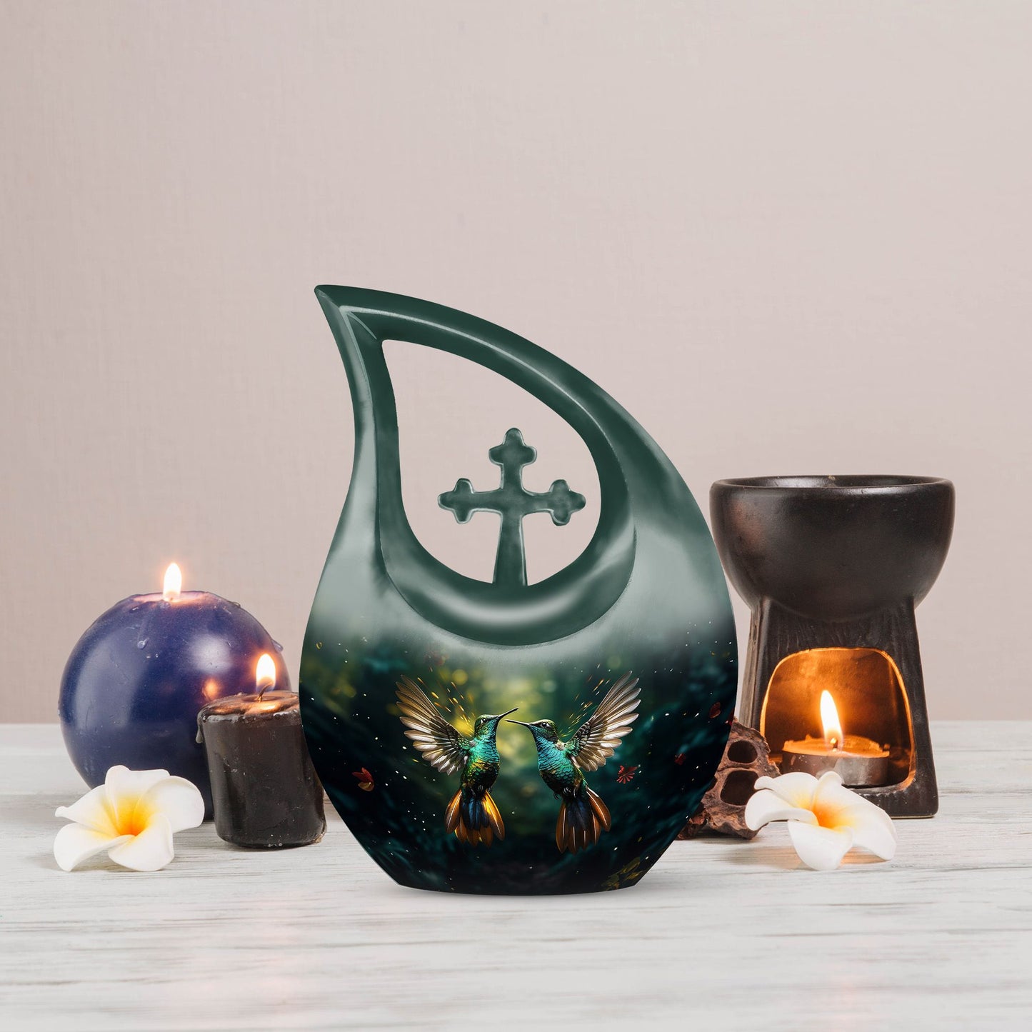 10 Inch Blue Humming Bird Memorial Urn 