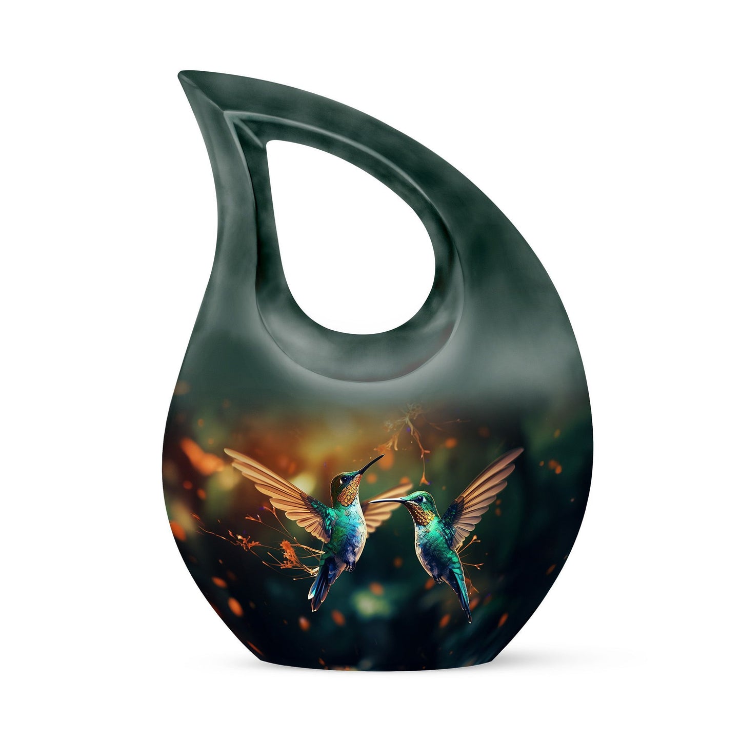 10-inch Humming Bird-patterned Memorial Urn 