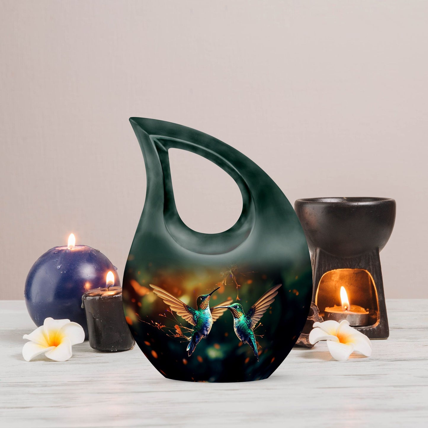 10-inch Humming Bird-patterned Memorial Urn 