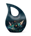 10-Inch Hummingbird theme Cross Drop cremation urn, 