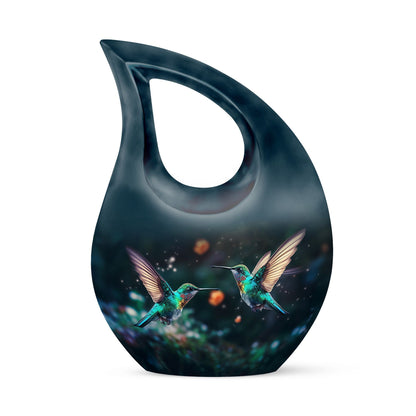 10-Inch Hummingbird theme Cross Drop cremation urn, 