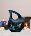10-Inch Hummingbird theme Cross Drop cremation urn, 