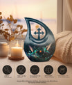 10-Inch Hummingbird theme Cross Drop cremation urn, 