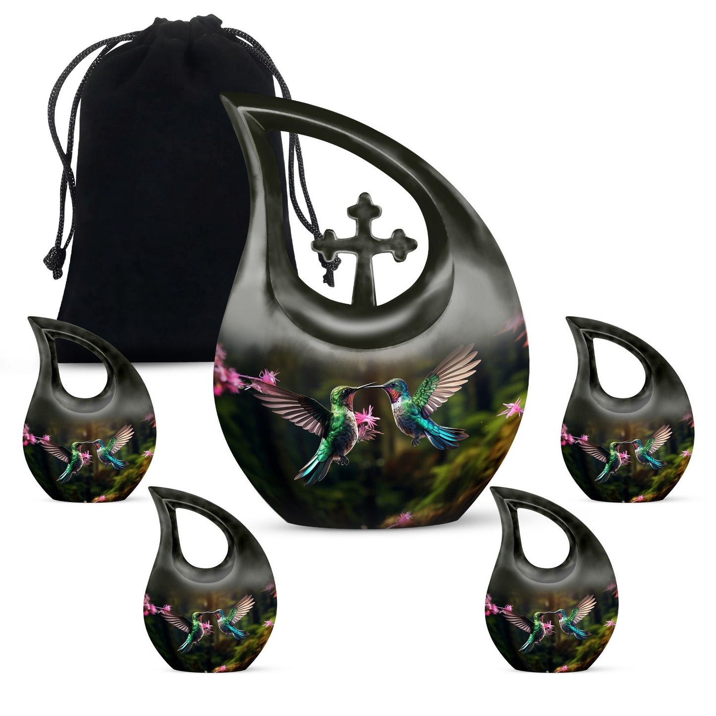 10-inch Aluminium Cross Drop Humming Bird Urn