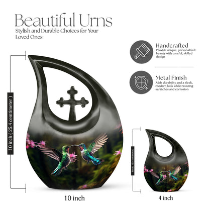 10-inch Aluminium Cross Drop Humming Bird Urn