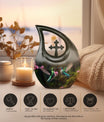 10-inch Aluminium Cross Drop Humming Bird Urn
