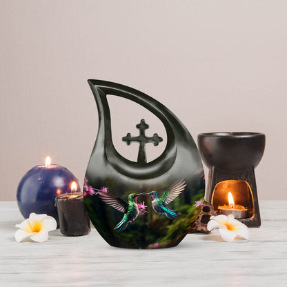 10-inch Aluminium Cross Drop Humming Bird Urn