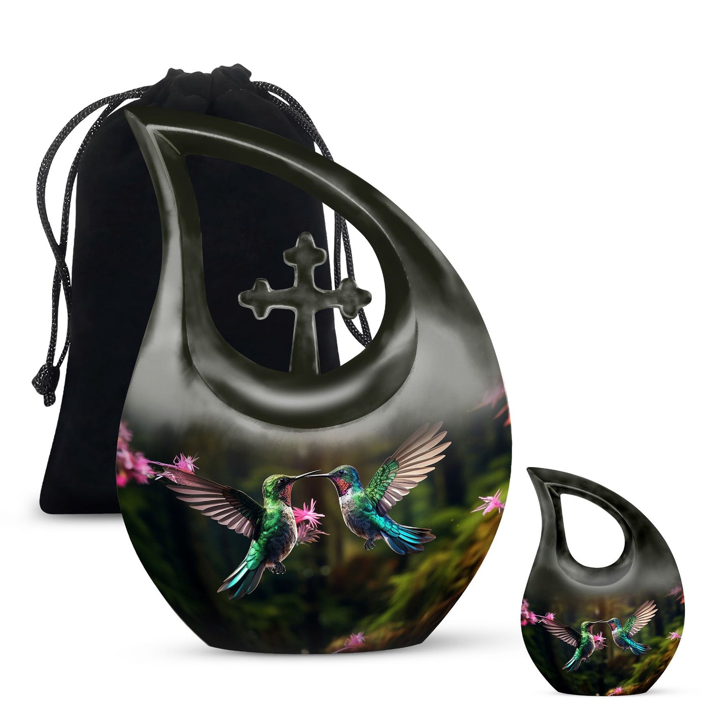 10-inch Aluminium Cross Drop Humming Bird Urn