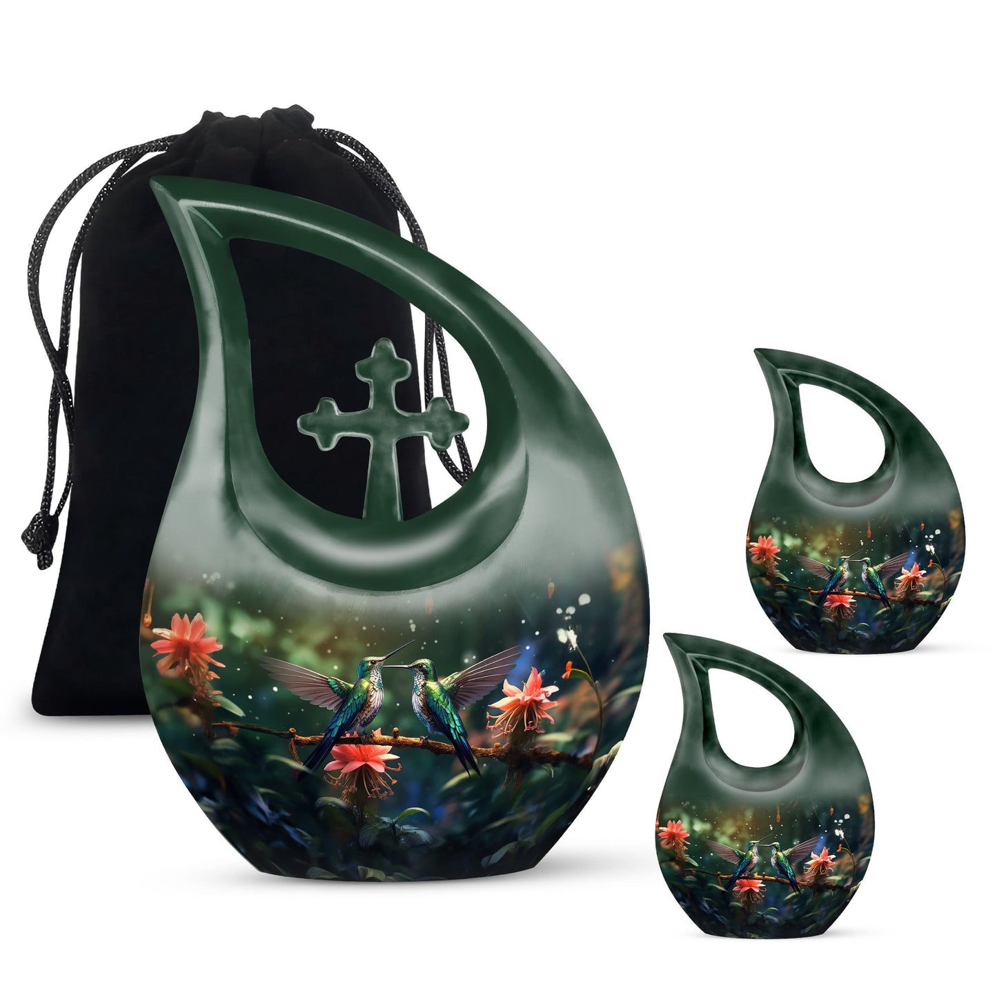 10-inch Humming Bird Cross Drop Urn, 