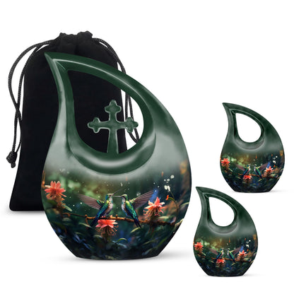 10-inch Humming Bird Cross Drop Urn, 