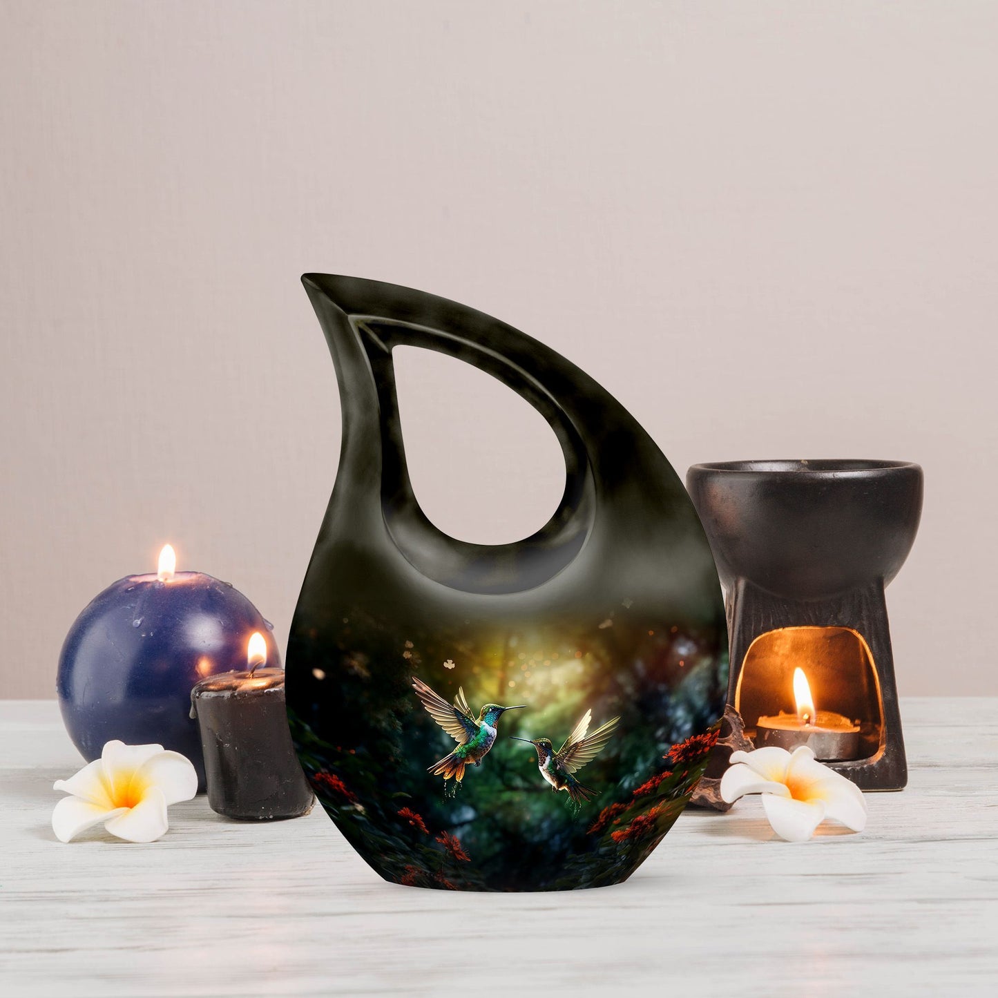 10 inch Humming Bird Cross Drop urn 
