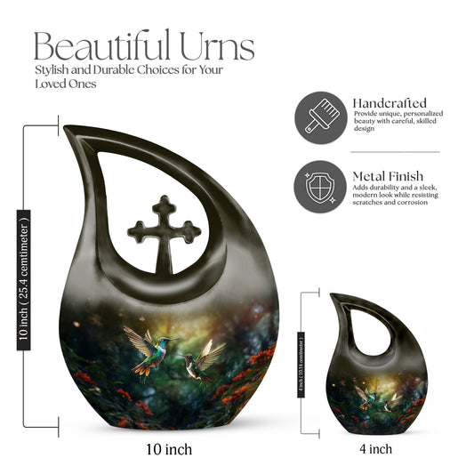 10 inch Humming Bird Cross Drop urn 