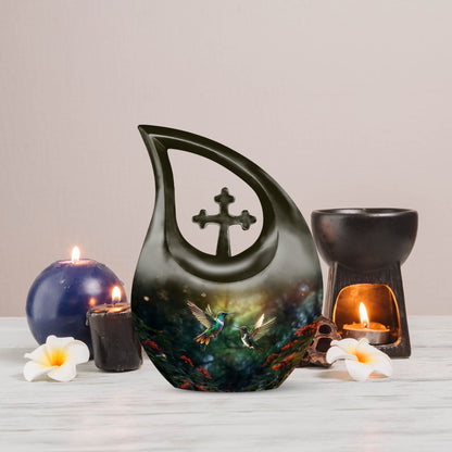 10 inch Humming Bird Cross Drop urn 