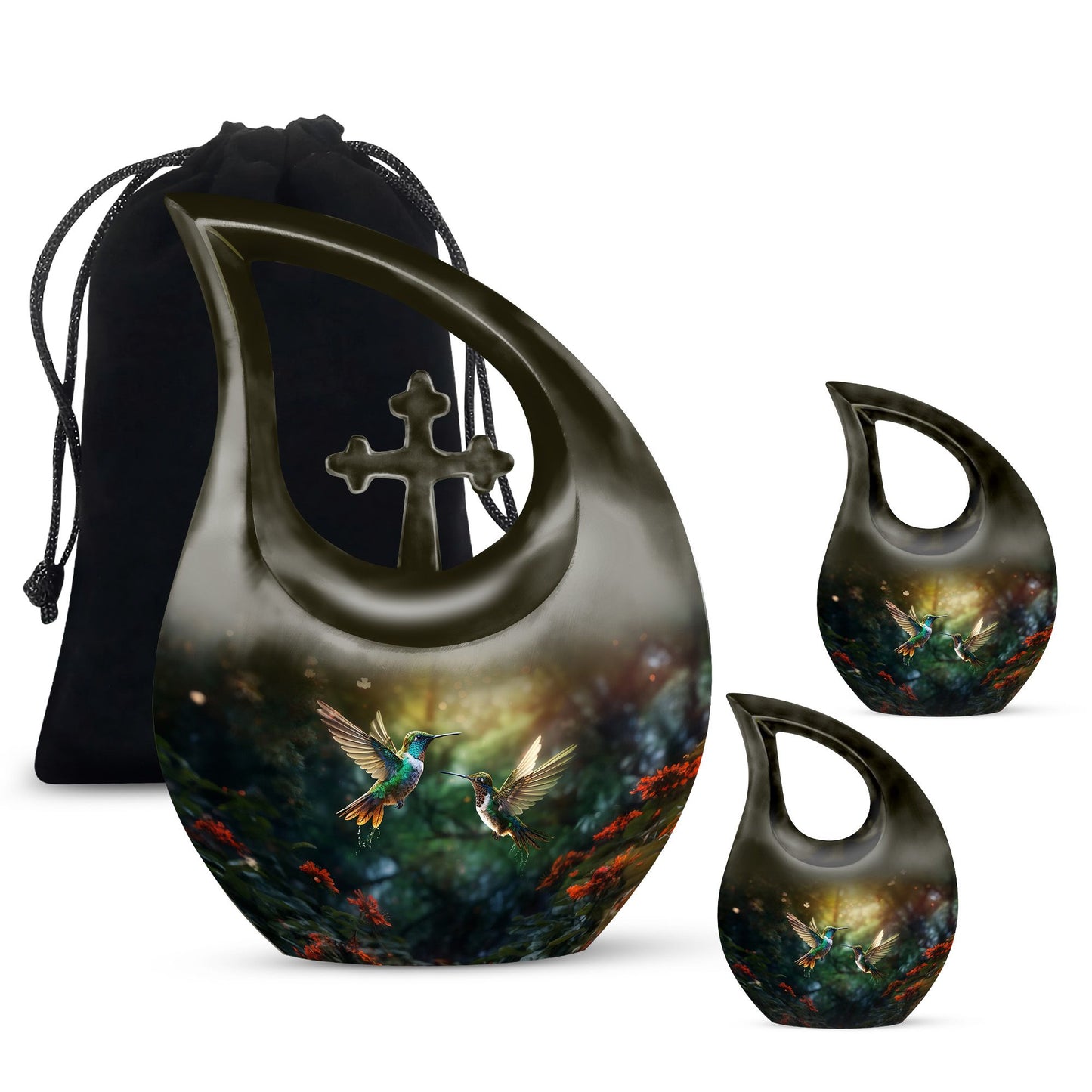 10 inch Humming Bird Cross Drop urn 
