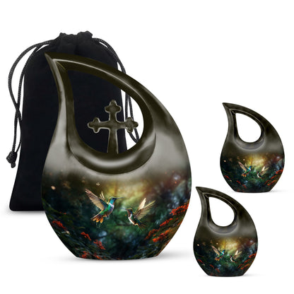 10 inch Humming Bird Cross Drop urn 