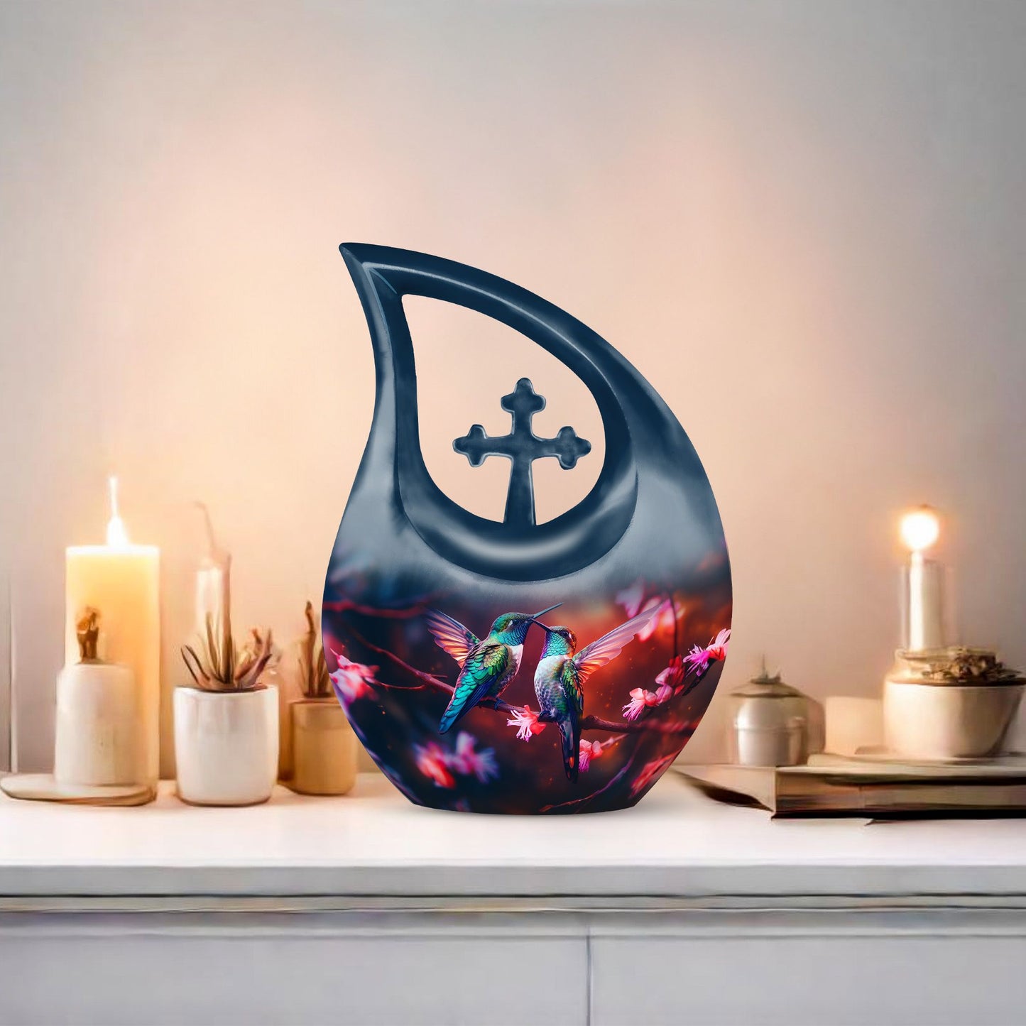 10-inch Humming Bird Aluminium Urn 