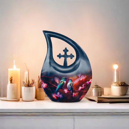 10-inch Humming Bird Aluminium Urn 