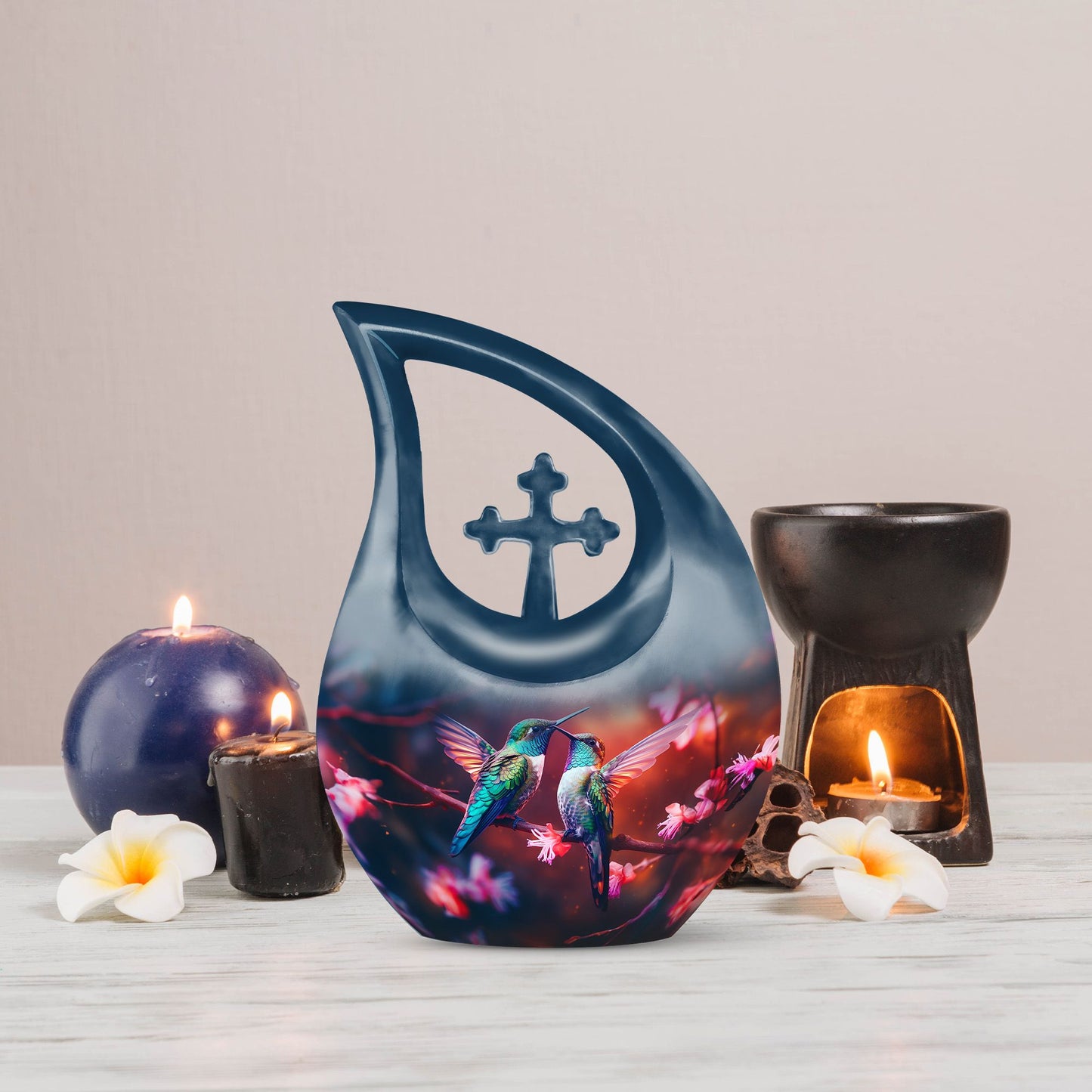 10-inch Humming Bird Aluminium Urn 