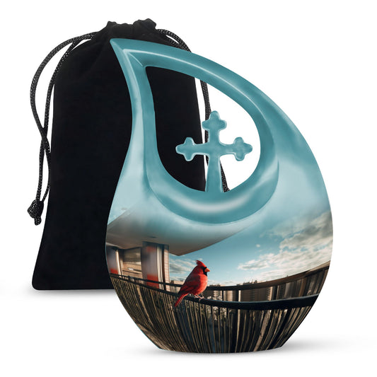 10-inch Cardinal Bird Urn, 