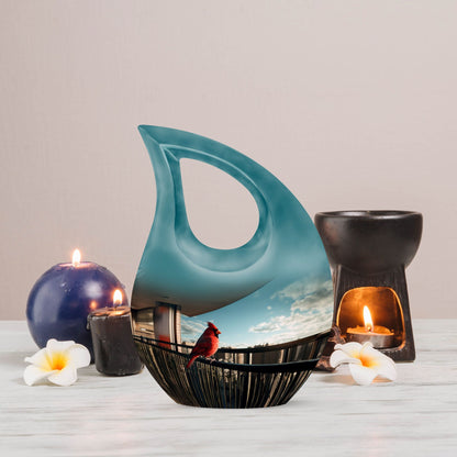 10-inch Cardinal Bird Urn, 