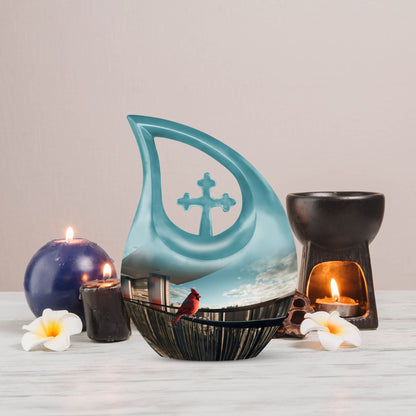 10-inch Cardinal Bird Urn, 