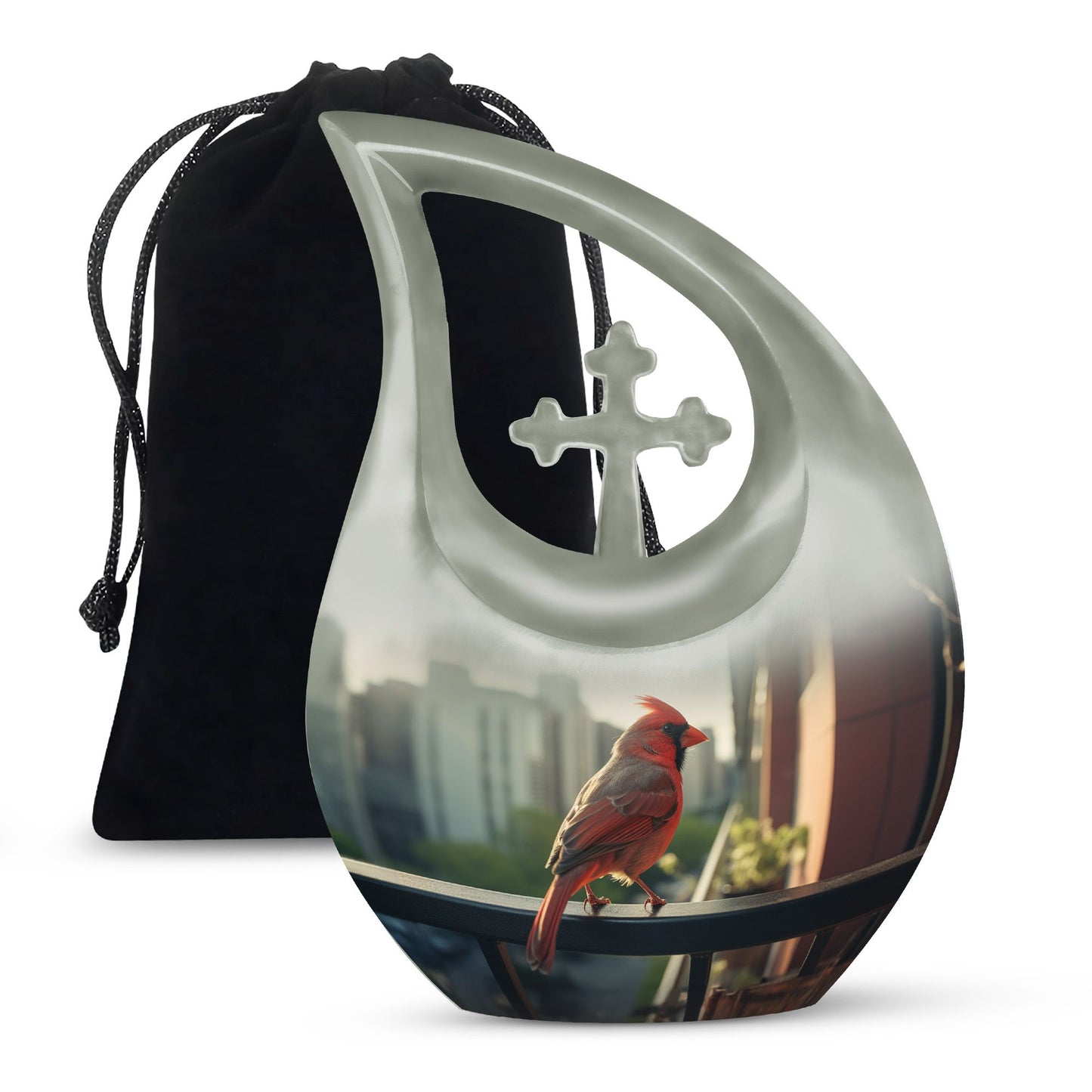 10-inch Cardinal Bird Urn 