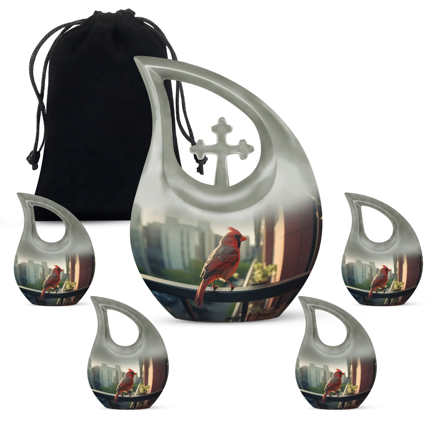 10-inch Cardinal Bird Urn 