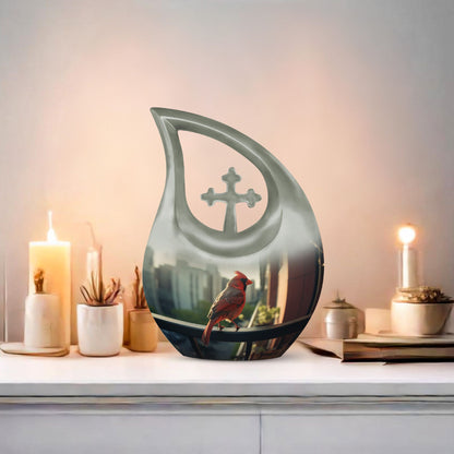 10-inch Cardinal Bird Urn 