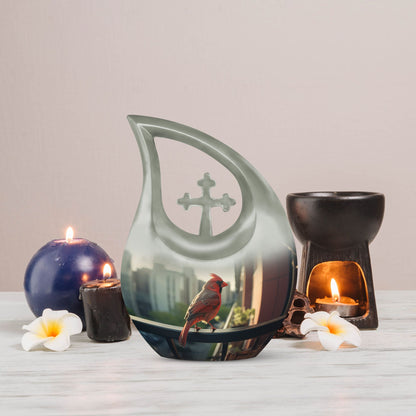 10-inch Cardinal Bird Urn 