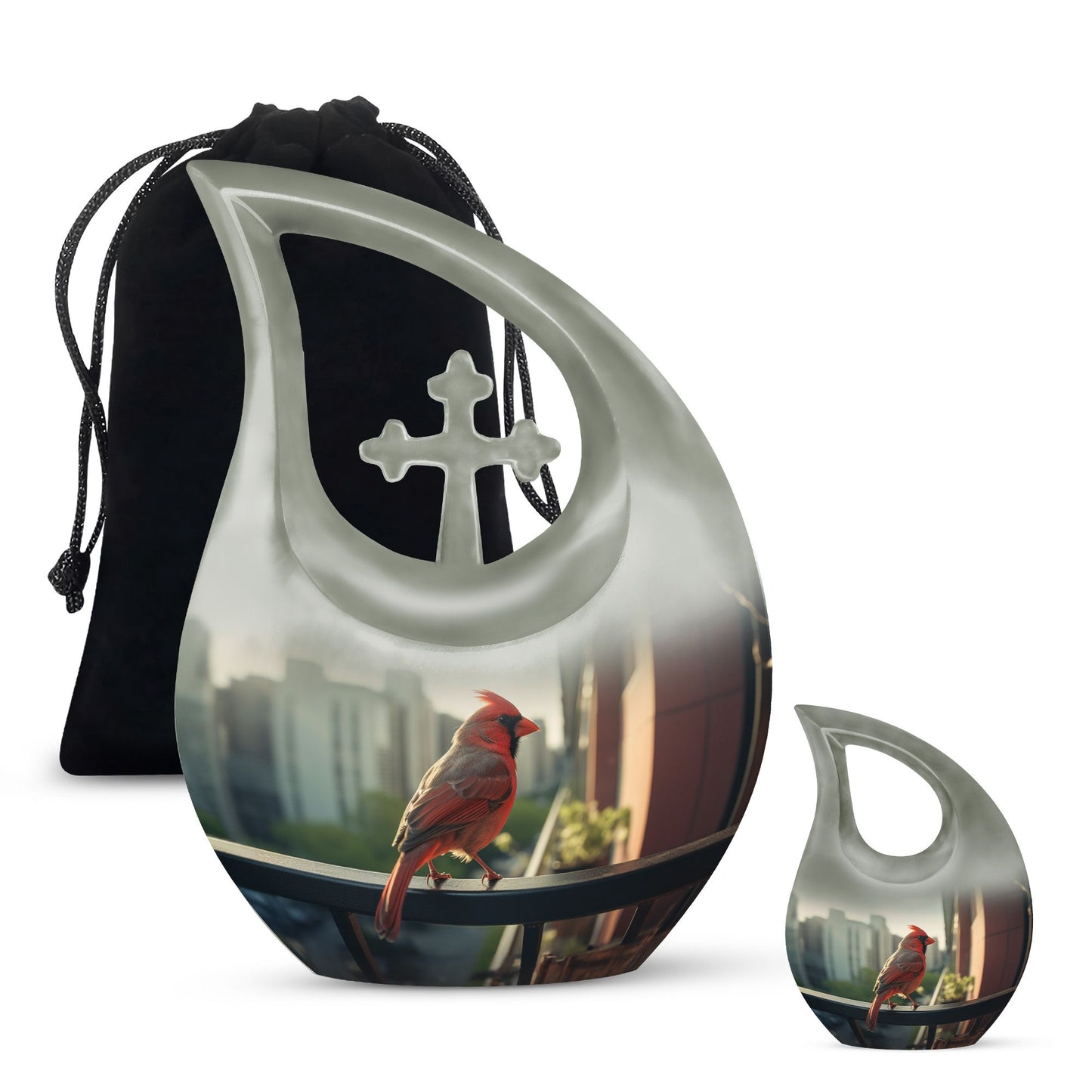 10-inch Cardinal Bird Urn 