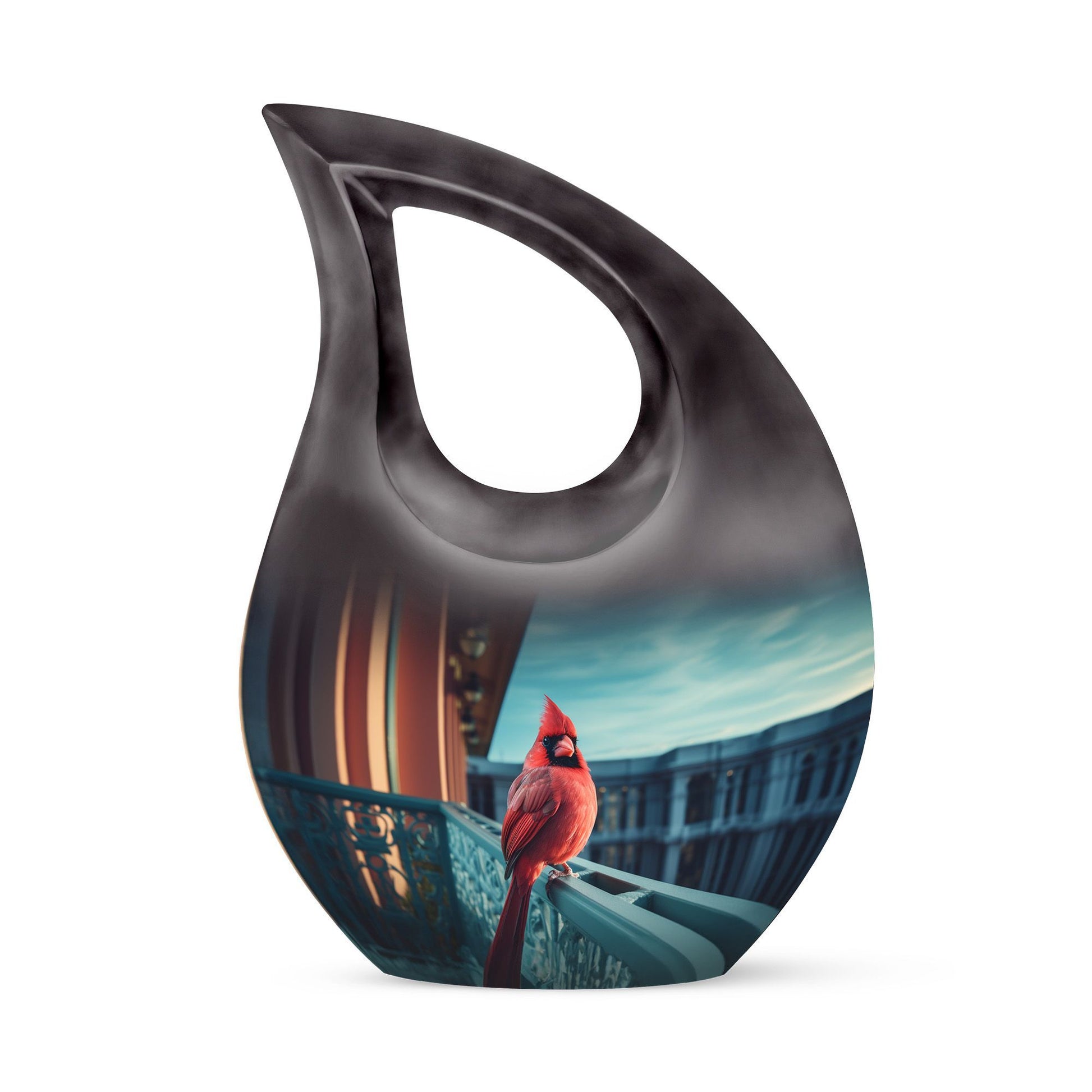 10-inch Cross Drop design Cardinal Bird Urn