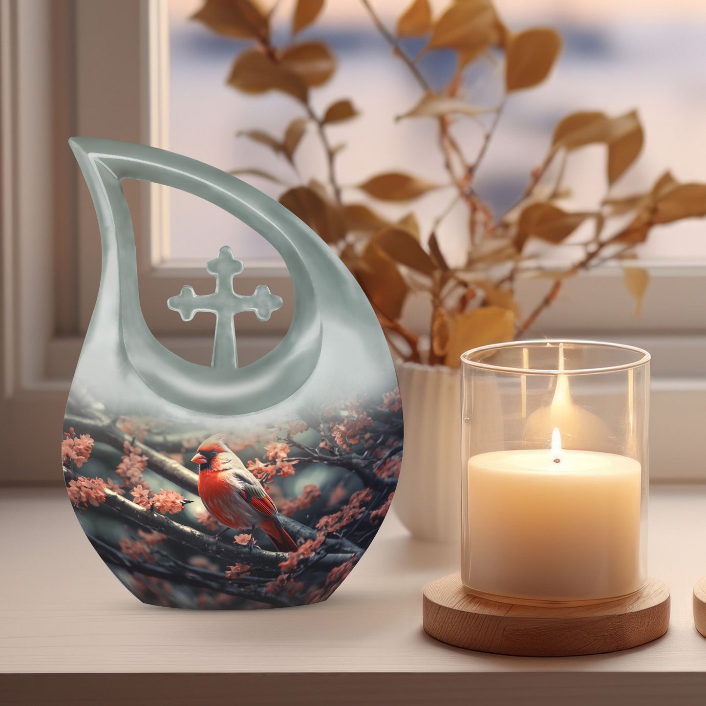 10 Inch Cardinal Bird Urn
