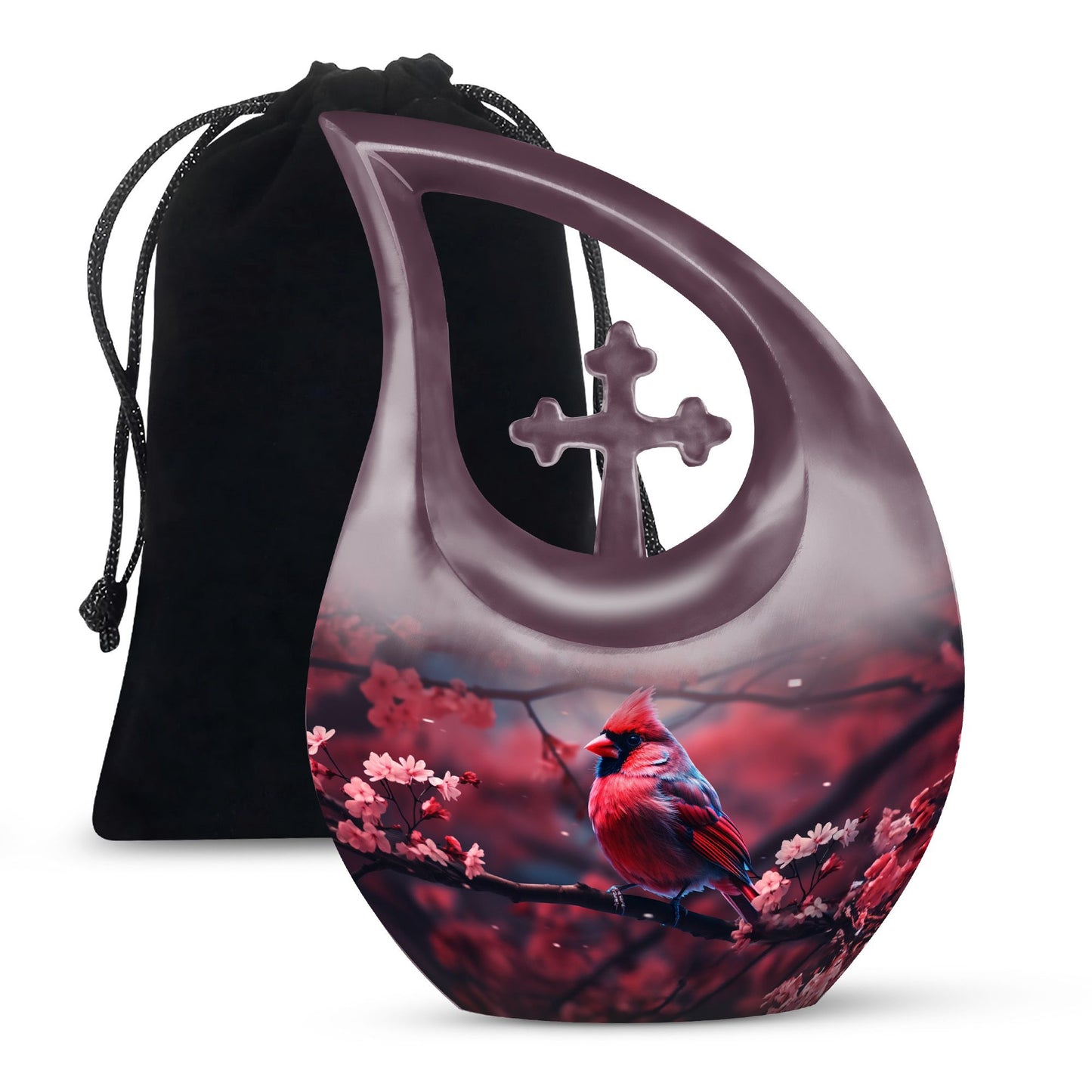 Large 10-inch Cardinal Bird themed memorial urn 