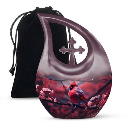 Large 10-inch Cardinal Bird themed memorial urn 