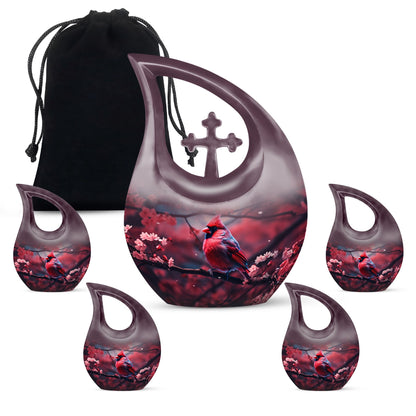 Large 10-inch Cardinal Bird themed memorial urn 