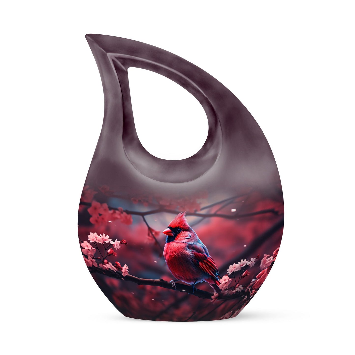 Large 10-inch Cardinal Bird themed memorial urn 