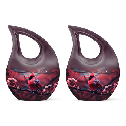 Large 10-inch Cardinal Bird themed memorial urn 