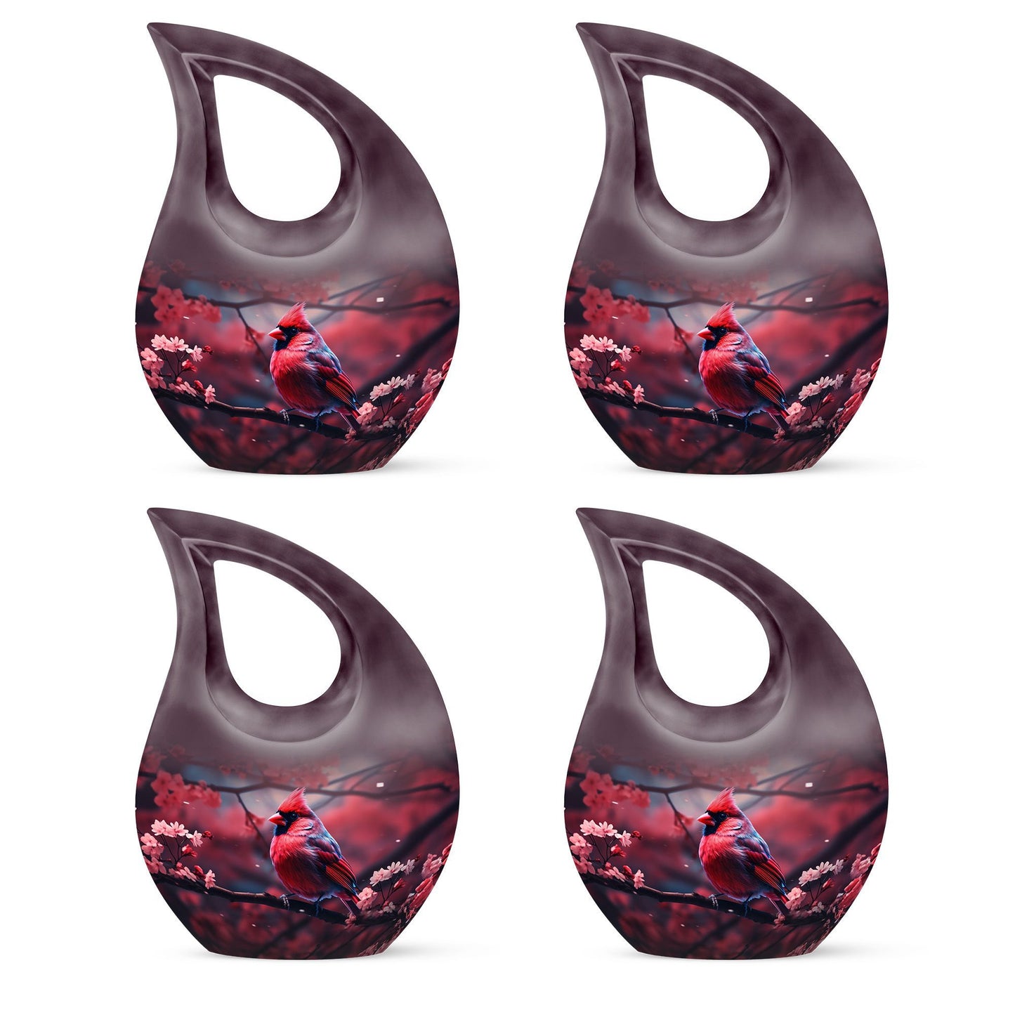 Large 10-inch Cardinal Bird themed memorial urn 