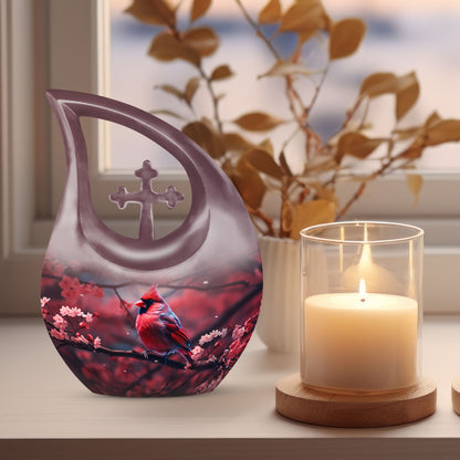 Large 10-inch Cardinal Bird themed memorial urn 