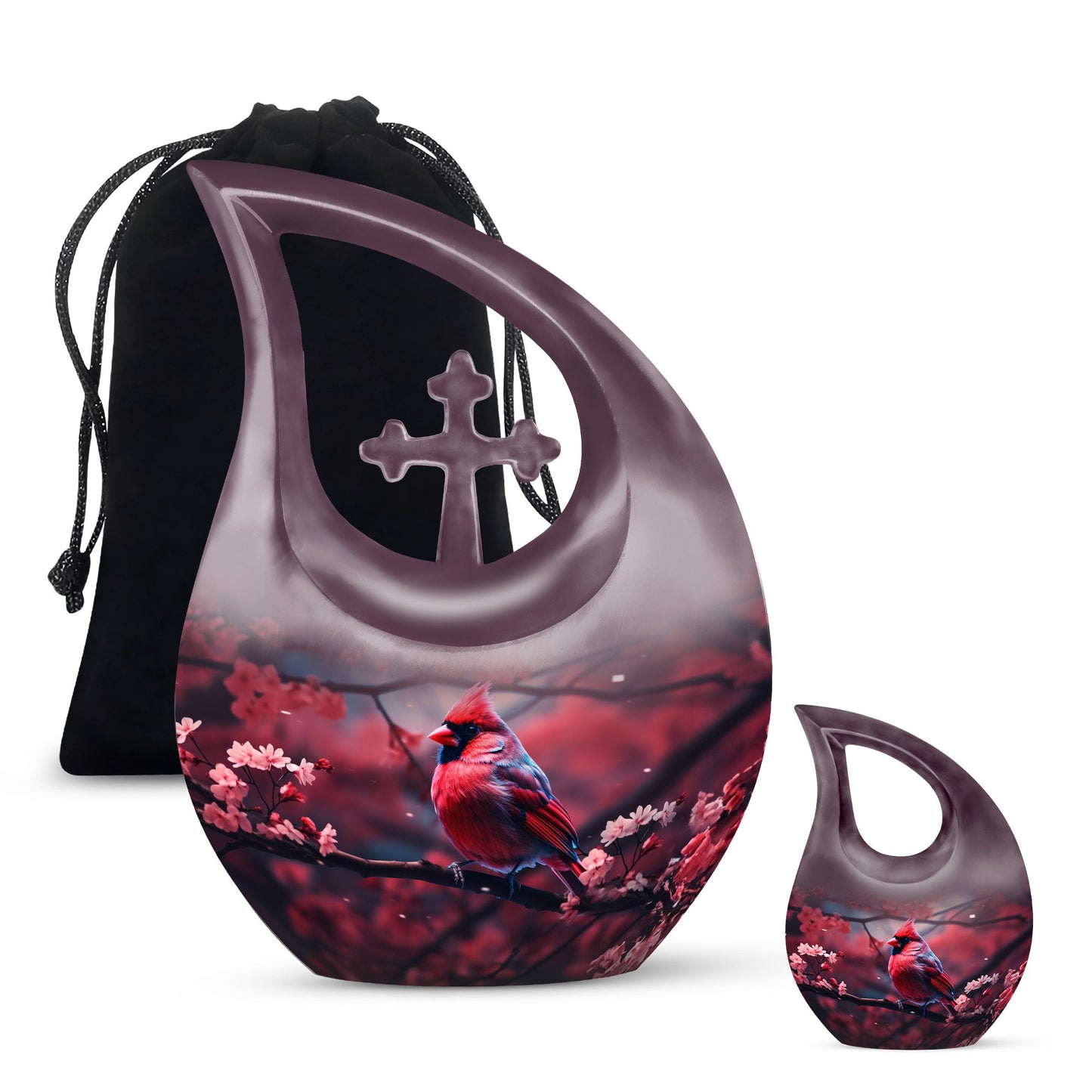 Large 10-inch Cardinal Bird themed memorial urn 
