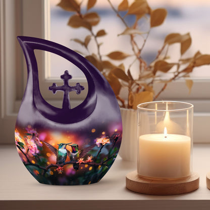 Humming Bird themed Cross Drop urn, 