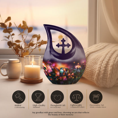 Humming Bird themed Cross Drop urn, 