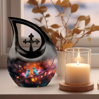 Humming Bird themed Cross Drop Cremation Urn 