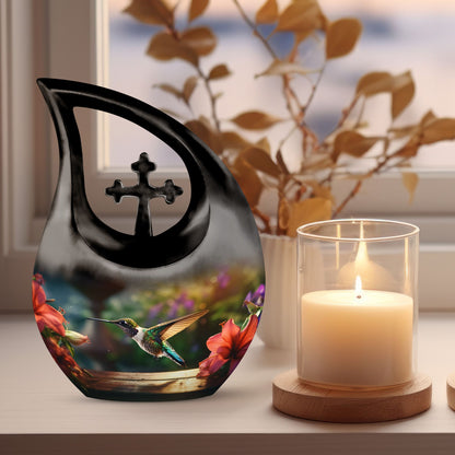 10-inch Wooden Humming Bird Urn 