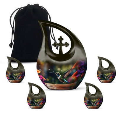 10 Inch Cross Drop Humming Bird Urn