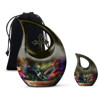 10 Inch Cross Drop Humming Bird Urn