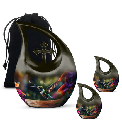 10 Inch Cross Drop Humming Bird Urn